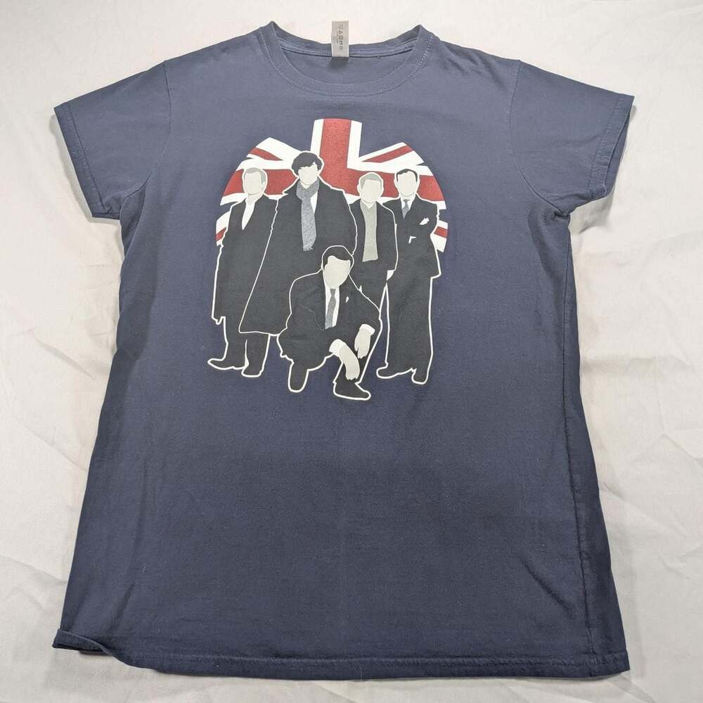 Gildan Sherlock TV Series Graphic T-Shirt Navy Women's XL